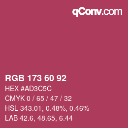 Color code: RGB 173 60 92 | qconv.com