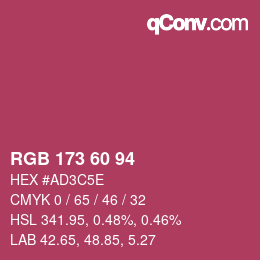 カラーコード: RGB 173 60 94 | qconv.com
