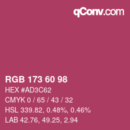 カラーコード: RGB 173 60 98 | qconv.com