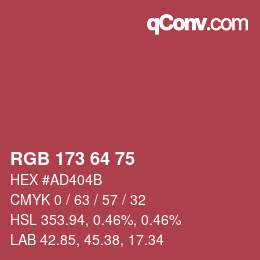 Color code: RGB 173 64 75 | qconv.com