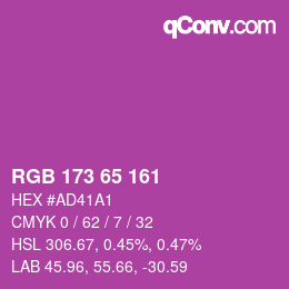 Color code: RGB 173 65 161 | qconv.com