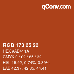 颜色代码: RGB 173 65 26 | qconv.com