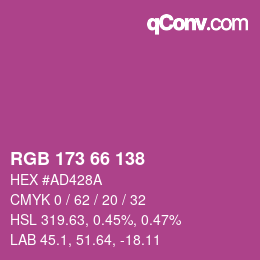 Color code: RGB 173 66 138 | qconv.com