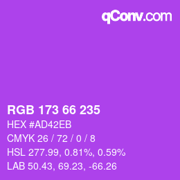 Color code: RGB 173 66 235 | qconv.com