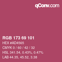 カラーコード: RGB 173 69 101 | qconv.com