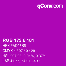 Color code: RGB 173 6 181 | qconv.com