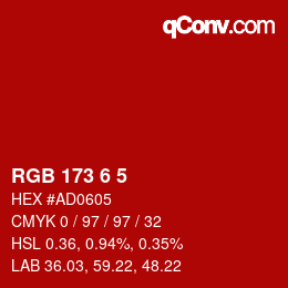 Color code: RGB 173 6 5 | qconv.com