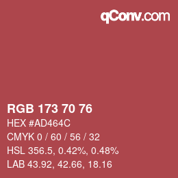 Color code: RGB 173 70 76 | qconv.com