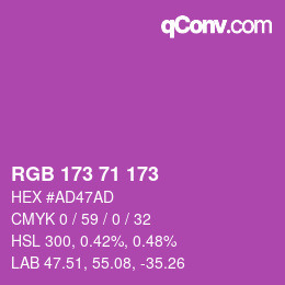 Color code: RGB 173 71 173 | qconv.com