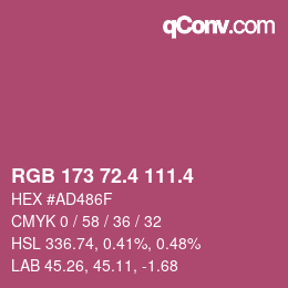 カラーコード: RGB 173 72.4 111.4 | qconv.com