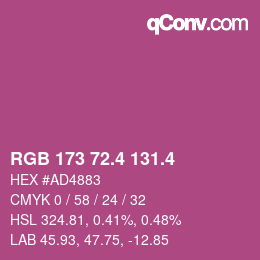 カラーコード: RGB 173 72.4 131.4 | qconv.com