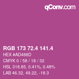 カラーコード: RGB 173 72.4 141.4 | qconv.com