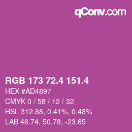 カラーコード: RGB 173 72.4 151.4 | qconv.com