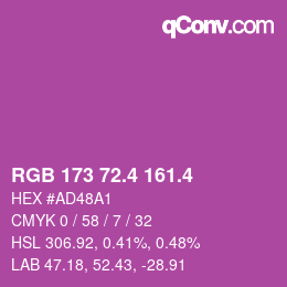 カラーコード: RGB 173 72.4 161.4 | qconv.com