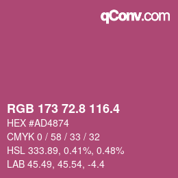 カラーコード: RGB 173 72.8 116.4 | qconv.com