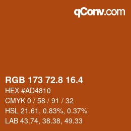 カラーコード: RGB 173 72.8 16.4 | qconv.com
