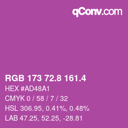 カラーコード: RGB 173 72.8 161.4 | qconv.com