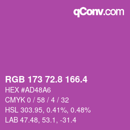 カラーコード: RGB 173 72.8 166.4 | qconv.com