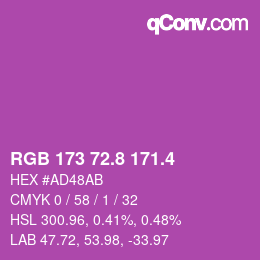 カラーコード: RGB 173 72.8 171.4 | qconv.com