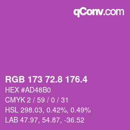 カラーコード: RGB 173 72.8 176.4 | qconv.com