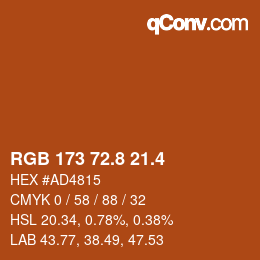 カラーコード: RGB 173 72.8 21.4 | qconv.com