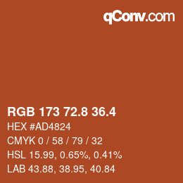 カラーコード: RGB 173 72.8 36.4 | qconv.com