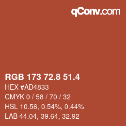 カラーコード: RGB 173 72.8 51.4 | qconv.com