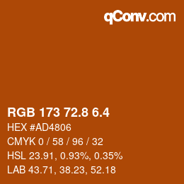 カラーコード: RGB 173 72.8 6.4 | qconv.com