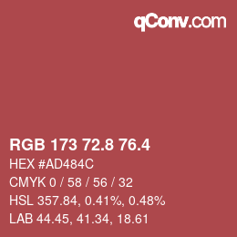 カラーコード: RGB 173 72.8 76.4 | qconv.com