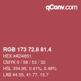 カラーコード: RGB 173 72.8 81.4 | qconv.com