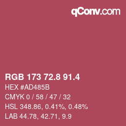 カラーコード: RGB 173 72.8 91.4 | qconv.com