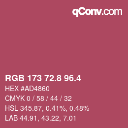 カラーコード: RGB 173 72.8 96.4 | qconv.com