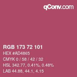 Farbcode: RGB 173 72 101 | qconv.com
