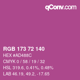 Farbcode: RGB 173 72 140 | qconv.com