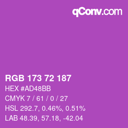 カラーコード: RGB 173 72 187 | qconv.com