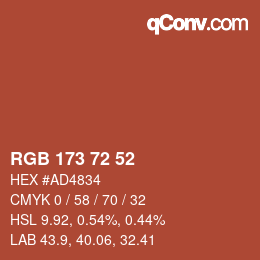 Farbcode: RGB 173 72 52 | qconv.com