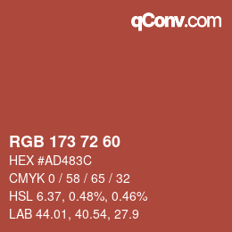 Color code: RGB 173 72 60 | qconv.com