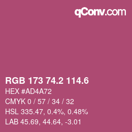 カラーコード: RGB 173 74.2 114.6 | qconv.com