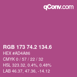 カラーコード: RGB 173 74.2 134.6 | qconv.com
