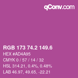 カラーコード: RGB 173 74.2 149.6 | qconv.com