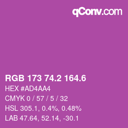 カラーコード: RGB 173 74.2 164.6 | qconv.com