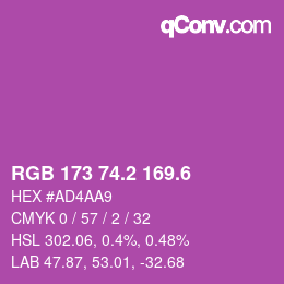 カラーコード: RGB 173 74.2 169.6 | qconv.com