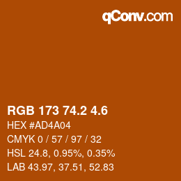 カラーコード: RGB 173 74.2 4.6 | qconv.com