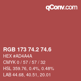 カラーコード: RGB 173 74.2 74.6 | qconv.com
