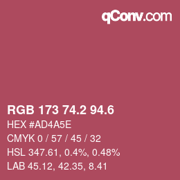 カラーコード: RGB 173 74.2 94.6 | qconv.com