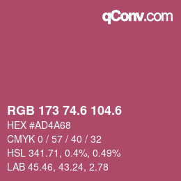 カラーコード: RGB 173 74.6 104.6 | qconv.com