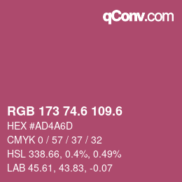 カラーコード: RGB 173 74.6 109.6 | qconv.com