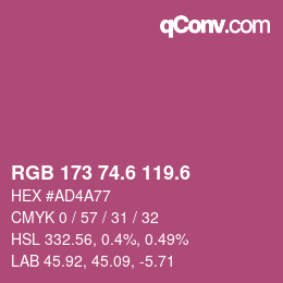 カラーコード: RGB 173 74.6 119.6 | qconv.com