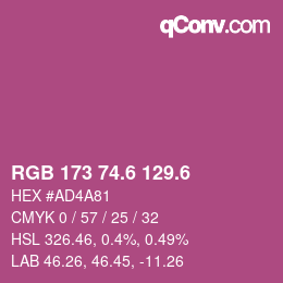 カラーコード: RGB 173 74.6 129.6 | qconv.com