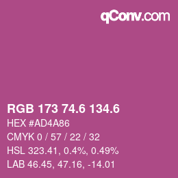 カラーコード: RGB 173 74.6 134.6 | qconv.com